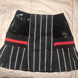 Patent look stripes skirt